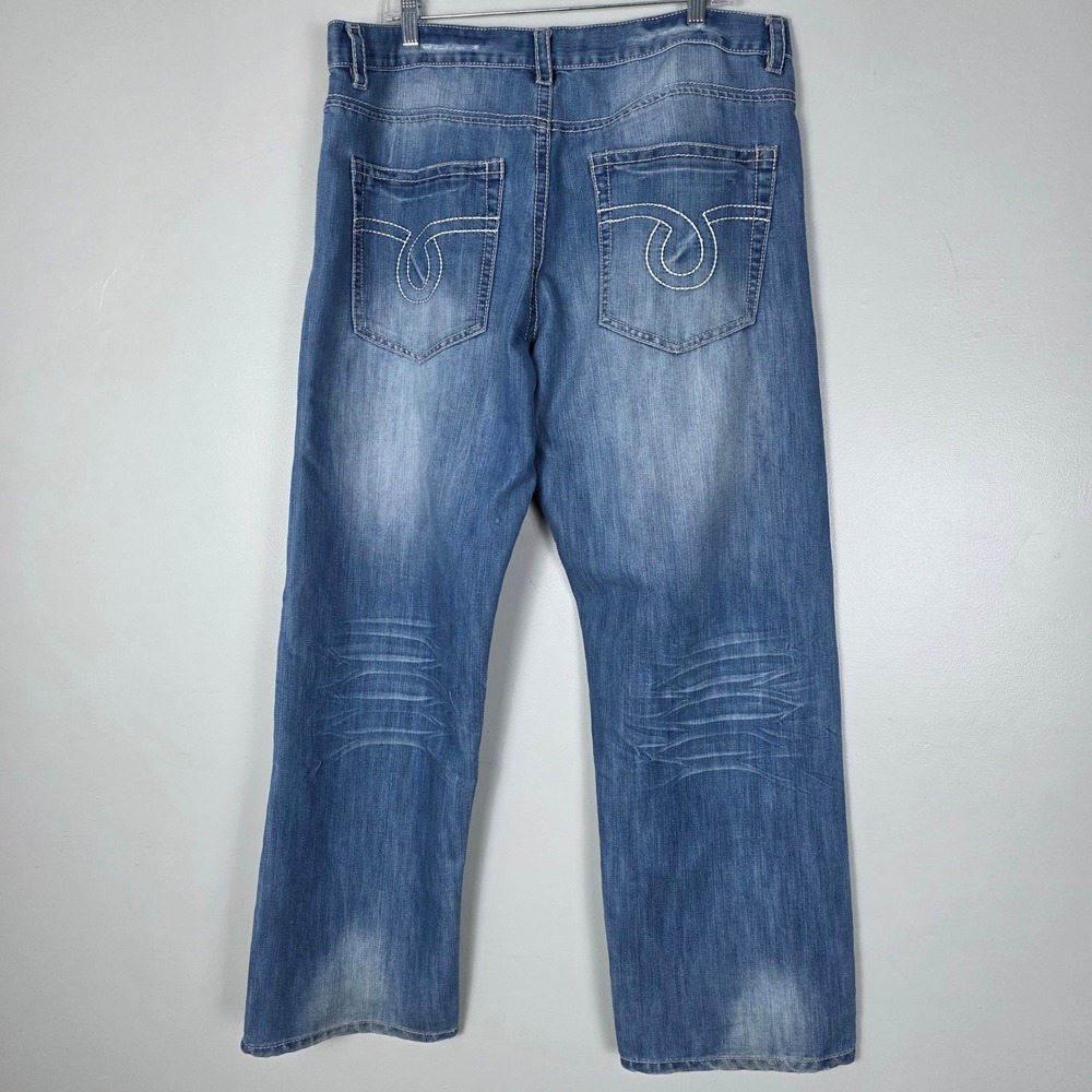 Avirex Jeans Mens 40x31 Relaxed Fit Y2k Denim Light Wash Embroidered Pockets